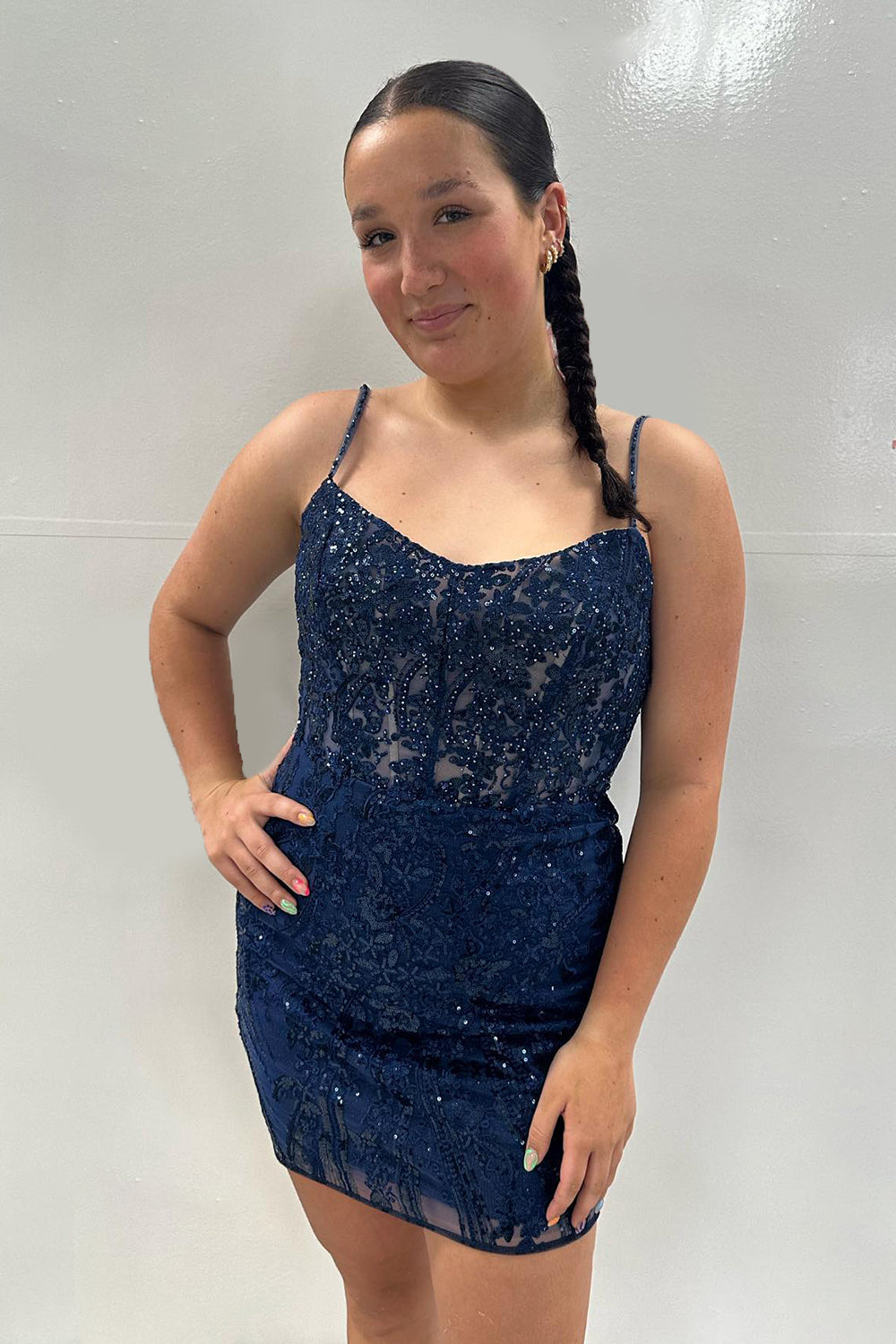Light Blue Homecoming Dresses Lace Corset Tight Short Cocktail Dresses