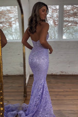 Light Blue Prom Dress Mermaid Sweerheart Corset Evening Dress with Appliques
