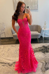 Mermaid Black Prom Dress Chic Sweetheart Appliques Long Evening Dress