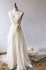 Light Champagne Prom Dress Chiffon Long Evening Gown Evening Dress