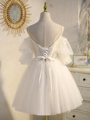 Light Homecoming Dress Champagne Tulle Lace Short Party Cocktail Dress
