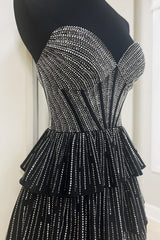 Lilac A Line Homecoming Dresses Corset Strapless Tiered Short Cocktail Dresses