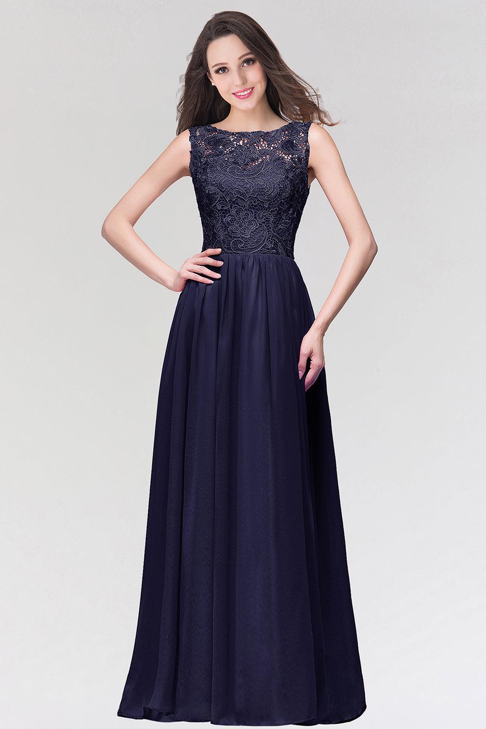 Lilac Bridesmaid Dress Sleeveless Lace Chiffon Evening Dress