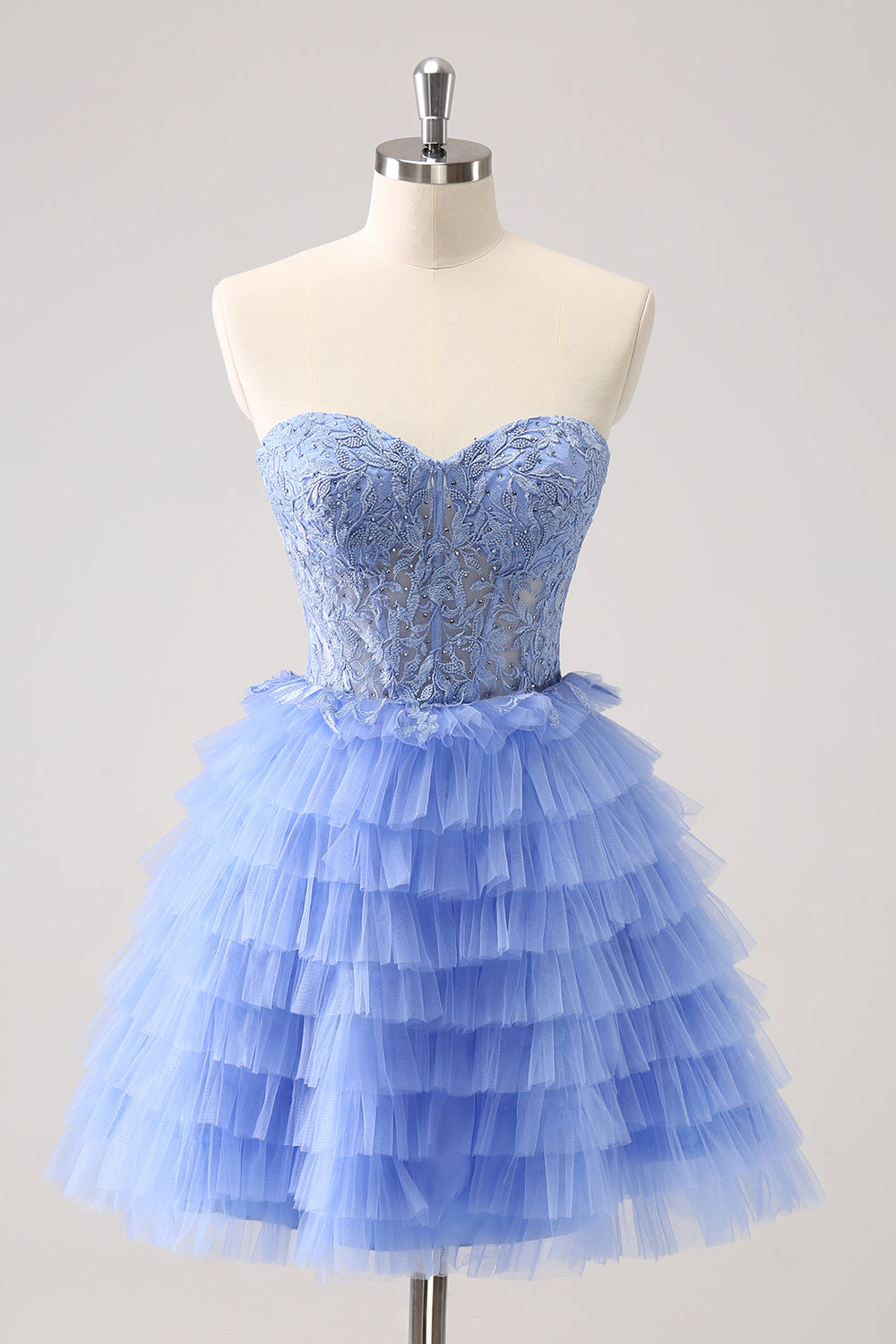 Dressesystars Lilac Homecoming Dresses A Line Sweetheart Tiered Short  Cocktail Dresses With Appliques – Dressystars
