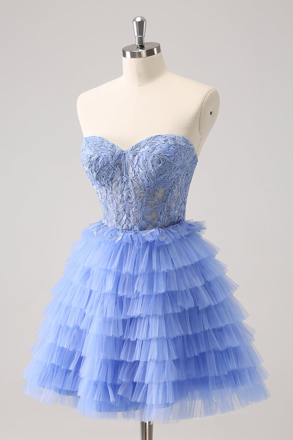 Lilac Homecoming Dresses A Line Sweetheart Tiered Short Cocktail Dresses With Appliques
