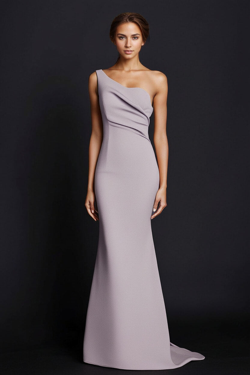 Dressystars One Shoulder Khaki Wedding Guest Dress Mermaid Long Formal Dress