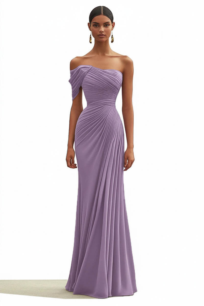 Dressystars One Shoulder Ruched Mermaid Dark Green Wedding Guest Dress Long Formal Dress