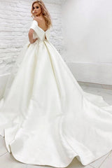 Long A Line Wedding Dress Off The Shoulder Ivory Sleeveless Bridal Gown