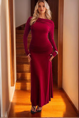 Long-Sleeved Ankle-Length Mother of the Bride Gown with Jewel Neckline