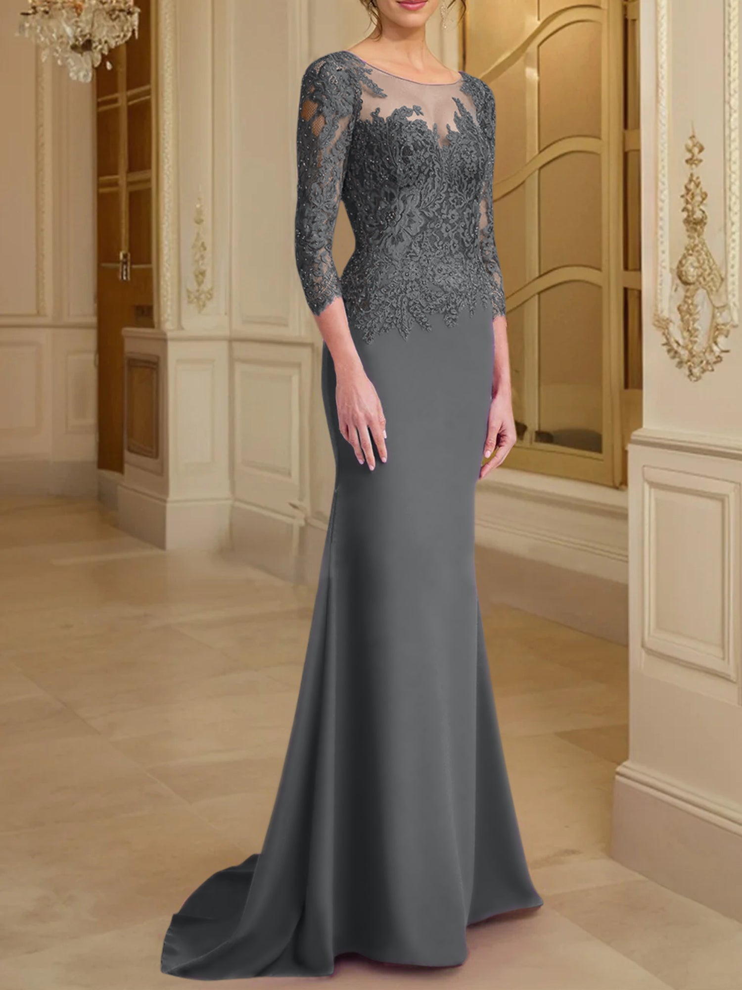 Long-Sleeved Lace Mother of the Bride Dresses in Trumpet/Mermaid Silhouette