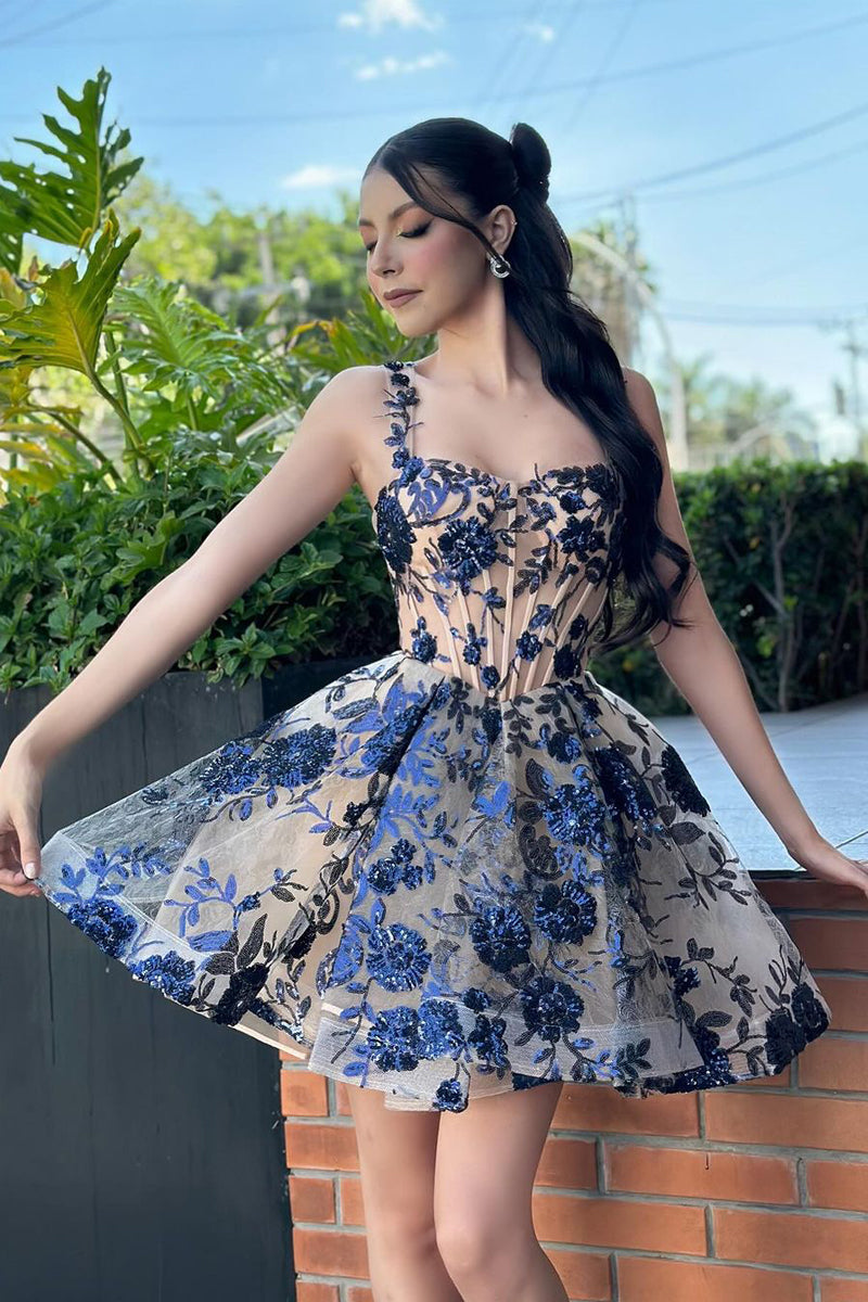 Lovely Homecoming Dress A Line Purple Sequin Appliques Heart shaped Short Party Cocktail Dress