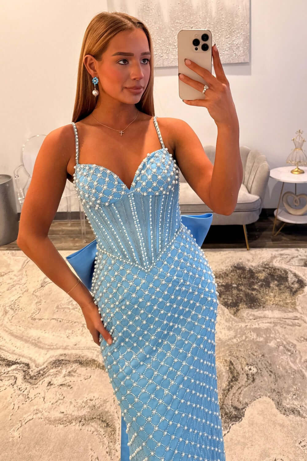 Mermaid Prom Dress Black Corset Long Formal Dress With Pearls