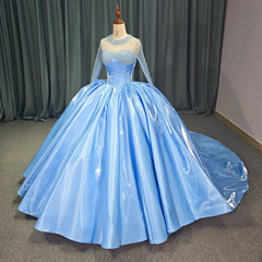 Luxury Blue Celebrity Evening Dress For Girl Beads Party Prom Gowns Sweet 16 Party Dress