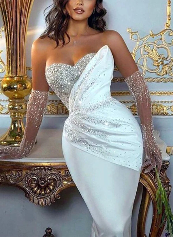 Luxury Satin/Sequined Wedding Dress with Detachable Trumpet/Mermaid Sweetheart Silhouette