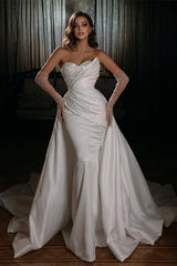 Luxury Satin/Sequined Wedding Dress with Detachable Trumpet/Mermaid Sweetheart Silhouette