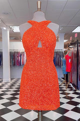 Lynn Homecoming Dress Pretty A Line Bodycon Backless Style Hot Girly pink Sequin Short Party Cocktail Dress