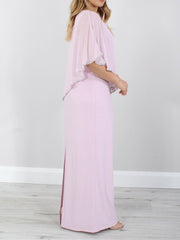 Floor-Length Mother of the Bride Gown with 3/4 Sleeves