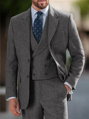 Men's 3-Piece Single-Breasted Two-Button Tweed Wedding Suit In Tailored Fit