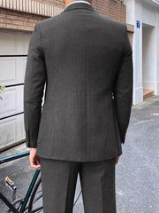 Men's 3-Piece Single-Breasted Two-Button Tweed Wedding Suit In Tailored Fit