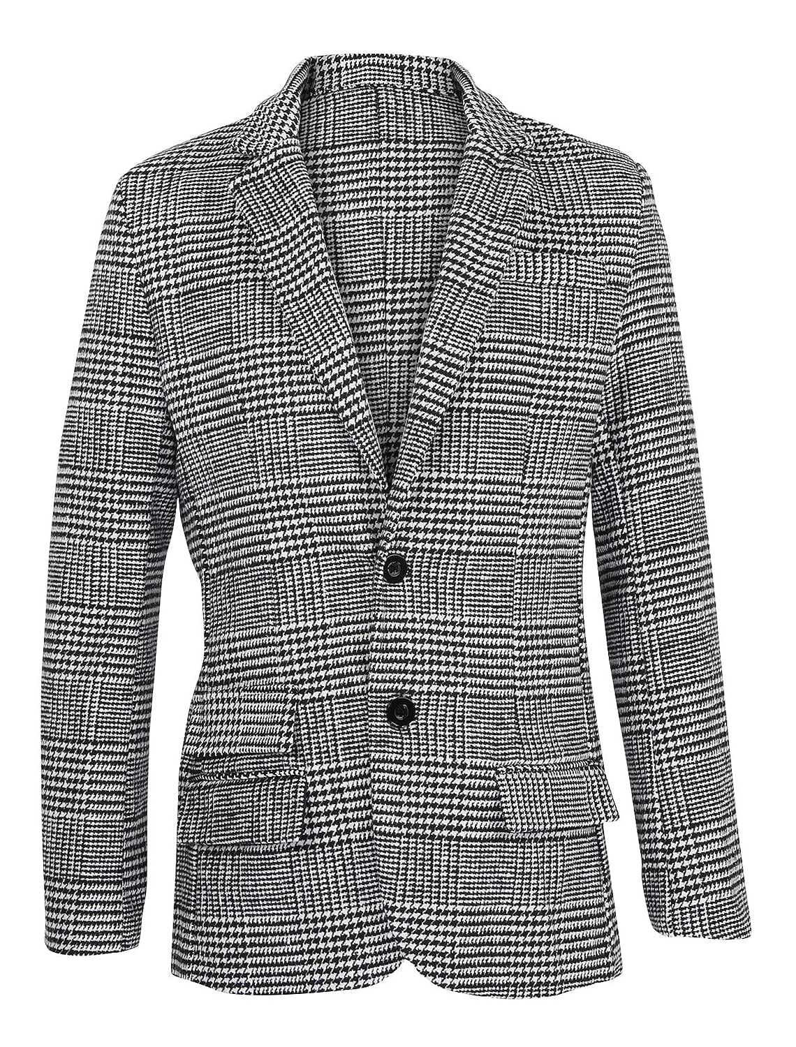 Men's Casual Houndstooth Jacket With Tailored Fit And Two-Button Single Breast