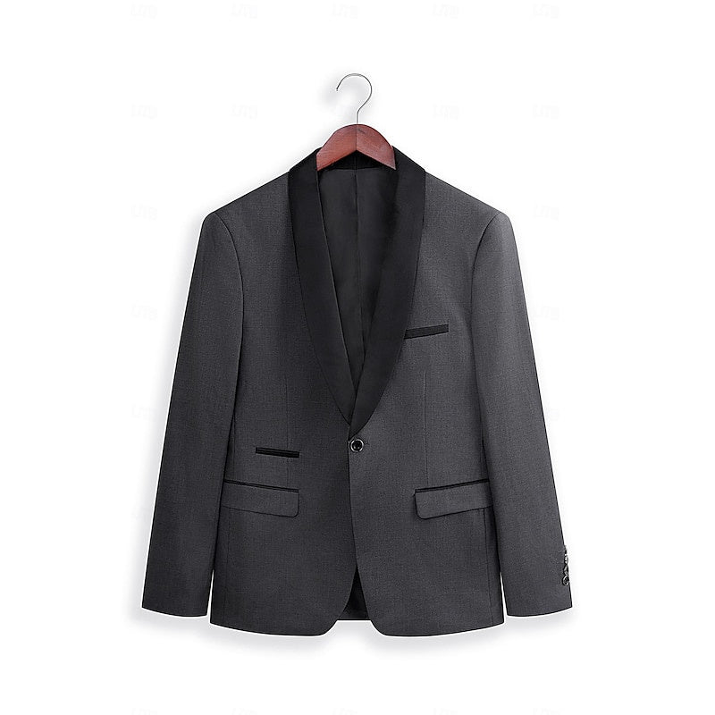 Men's Dark Gray Tailored Fit Single-Breasted One-Button 2-Piece Prom And Wedding Suit