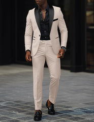 Men's Dark Gray Tailored Fit Single-Breasted One-Button 2-Piece Prom And Wedding Suit