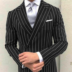 Men's Formal Double Breasted 2-Piece Wedding Suit With Pinstripe Peak Lapel And Six Buttons