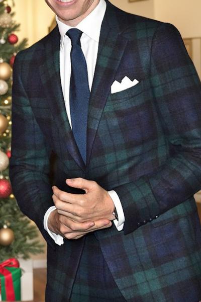 Men's Green Plaid Casual Jacket With Tailored Fit And Single Button