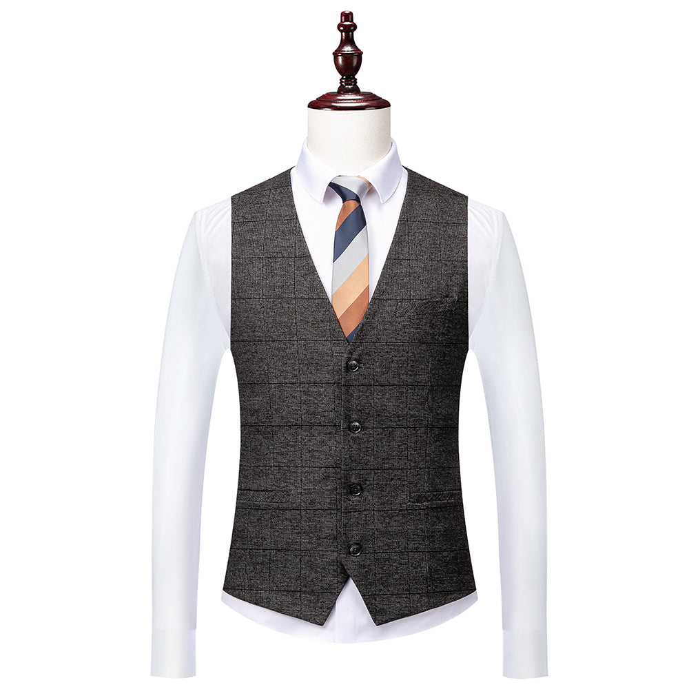 Men's Plaid Wedding Suit In Tailored Fit With Single Breast And Two Buttons