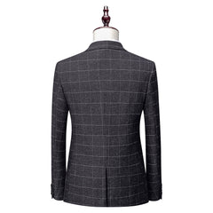 Men's Plaid Wedding Suit In Tailored Fit With Single Breasted Two-Button Design 3 Pieces