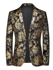 Men's Single-Breasted One-Button Party Jacket In Gold And Silver Tailored Fit