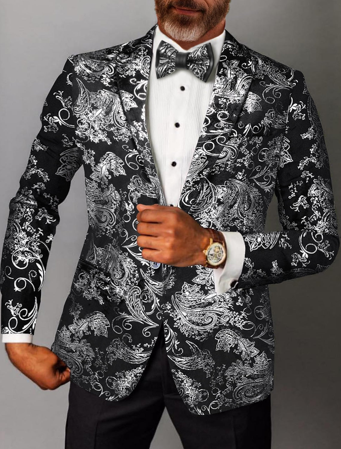 Men's Single-Breasted One-Button Party Jacket In Gold And Silver Tailored Fit
