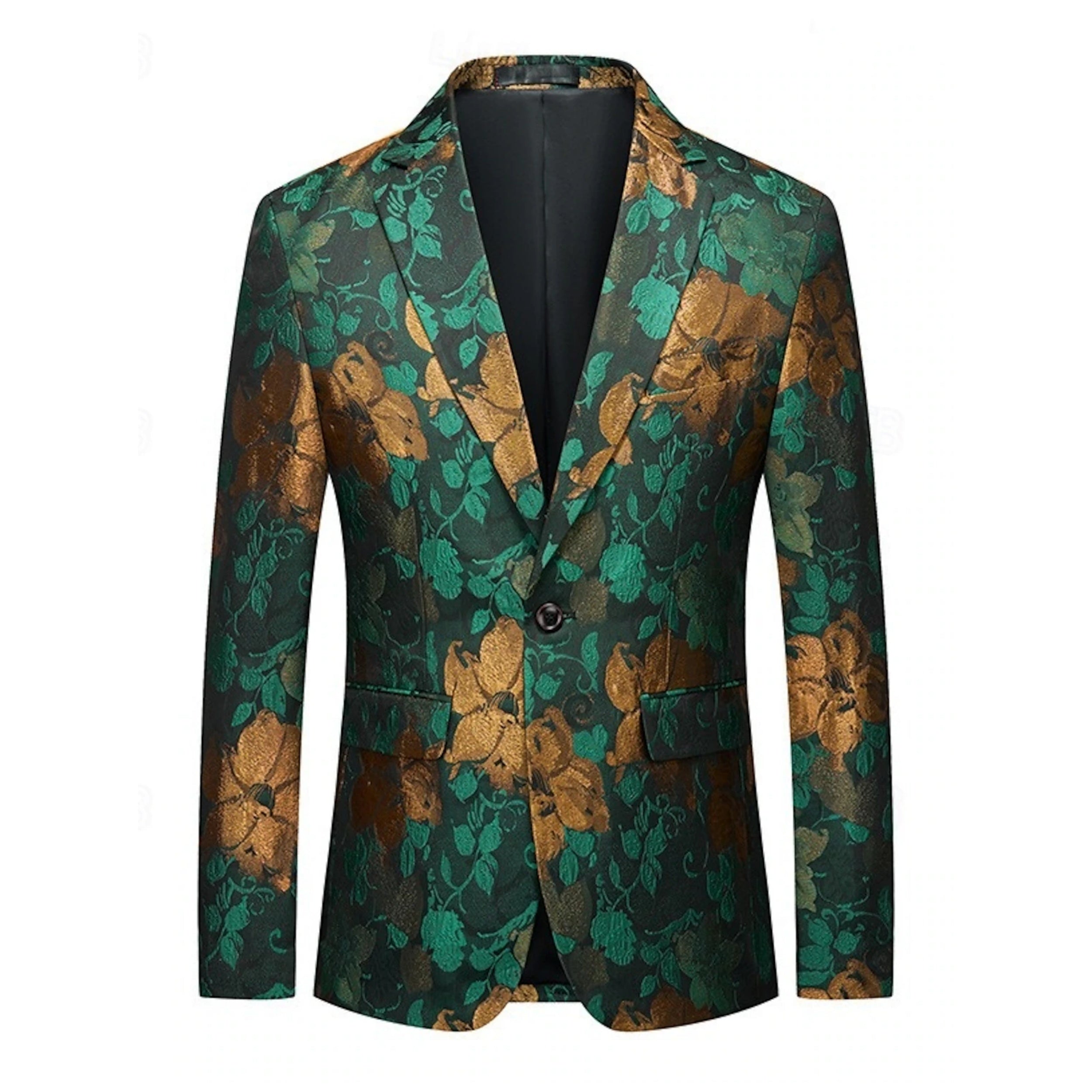 Men's Single Breasted Tailored Fit 2-Piece Floral Print Wedding Suit Blazer