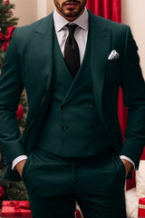 Men's Single Breasted Two-Button Tailored Fit 3-Piece Wedding Suit