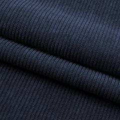 Men's Solid Navy Blue Corduroy Party Jacket With Two Buttons