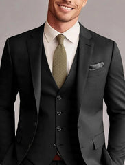 Men's Tailored 3-Piece Single Breasted Two-Button Wedding Suits In Green Red Blue Yellow Solid Colors