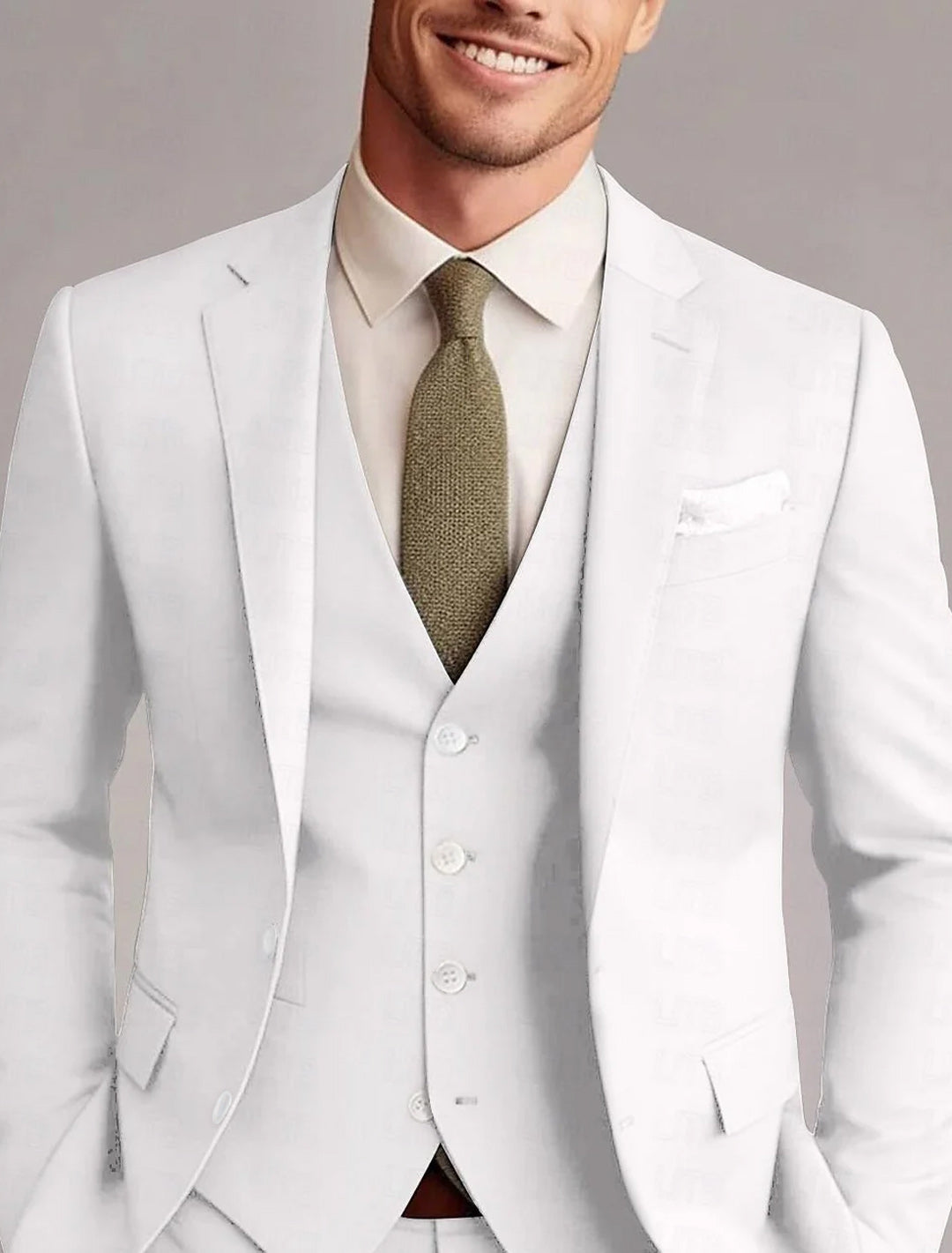 Men's Tailored 3-Piece Single Breasted Two-Button Wedding Suits In Green Red Blue Yellow Solid Colors