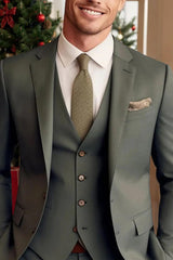 Men's Tailored 3-Piece Single Breasted Two-Button Wedding Suits In Green Red Blue Yellow Solid Colors