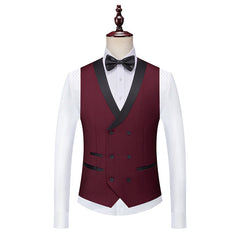 Men's Tailored Fit Single Breasted One-Button 3-Piece Wedding Suits In Burgundy Green Pink Red Blue And White
