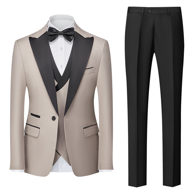 Men's Tailored Fit Single Breasted One-Button 3-Piece Wedding Suits In Burgundy Green Pink Red Blue And White
