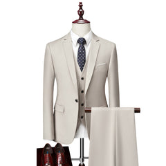 Men's Tailored Fit Single Breasted One-Button 3-Piece Wedding Suits In Burgundy White Ivory Gray And Blue