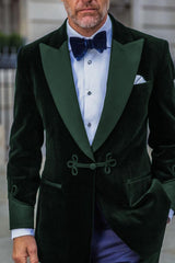 Men's Tailored Fit Single Breasted One-Button Velvet Formal Jacket In Green Red Blue Pink And Purple