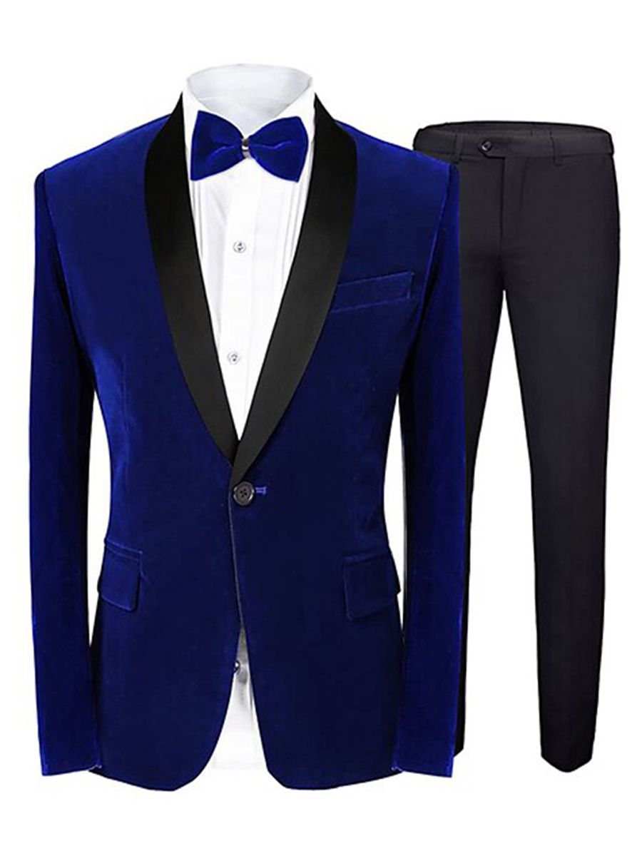 Men's Velvet Single-Button Party Jacket In Green Blue Burgundy