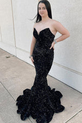 Mermaid Prom Dress Fuchsia Sequins Long Evening Dress