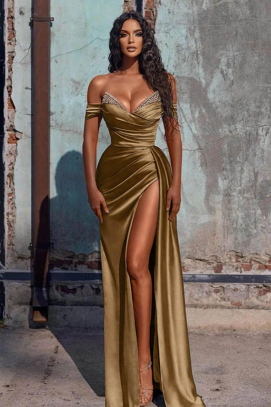 Mermaid Prom Dress Satin Long E Evening Dress with Split | Dressystars Mermaid Prom Dress Satin Long E Evening Dress with Split | Dressystars