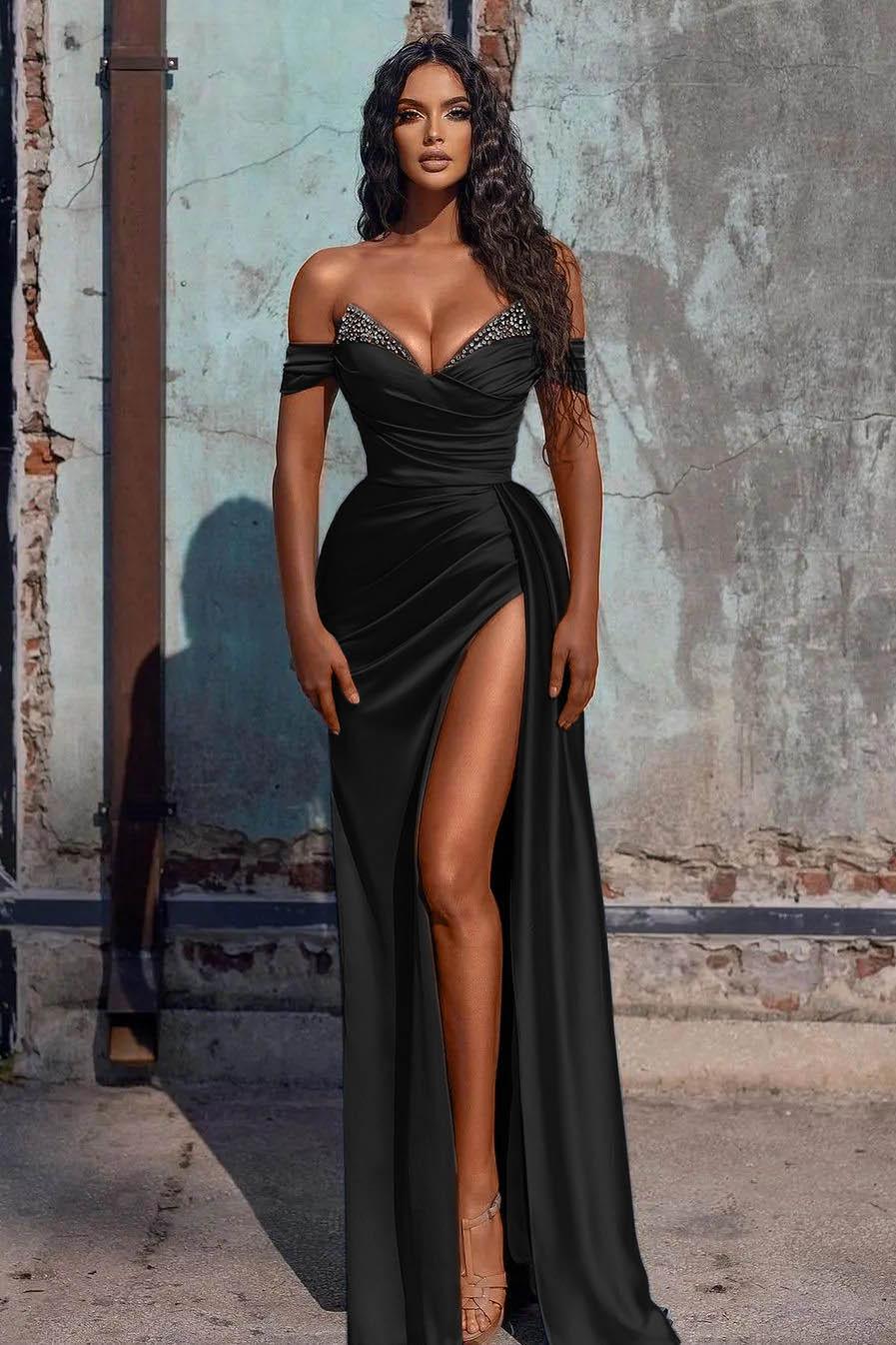 Mermaid Prom Dress Satin Long E Evening Dress with Split | Dressystars Mermaid Prom Dress Satin Long E Evening Dress with Split | Dressystars