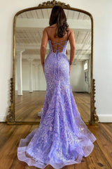 Mermaid Prom Dress Scoop Lace Evening Dress