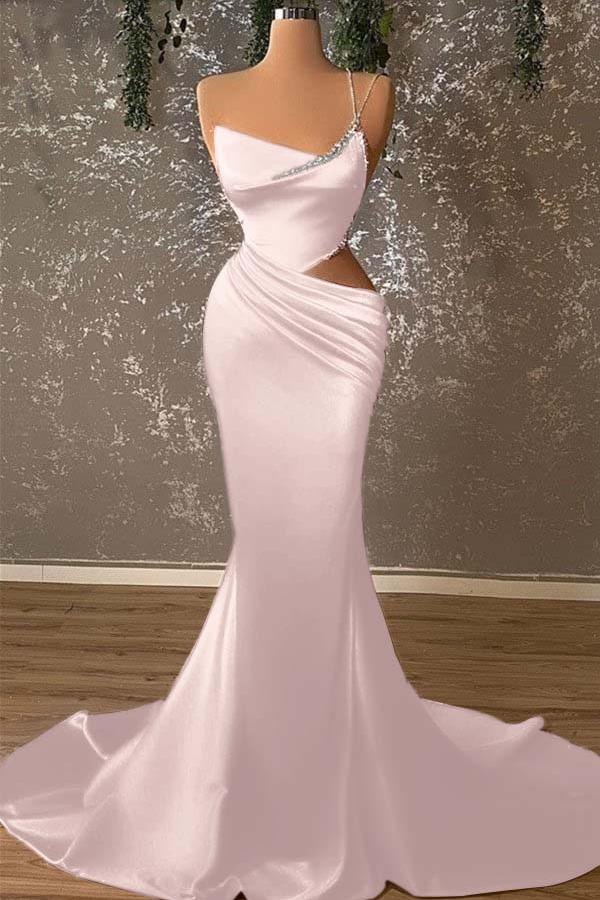 Mermaid Prom Dress Sleeveless One Shoulder Formal Dress With Beadings