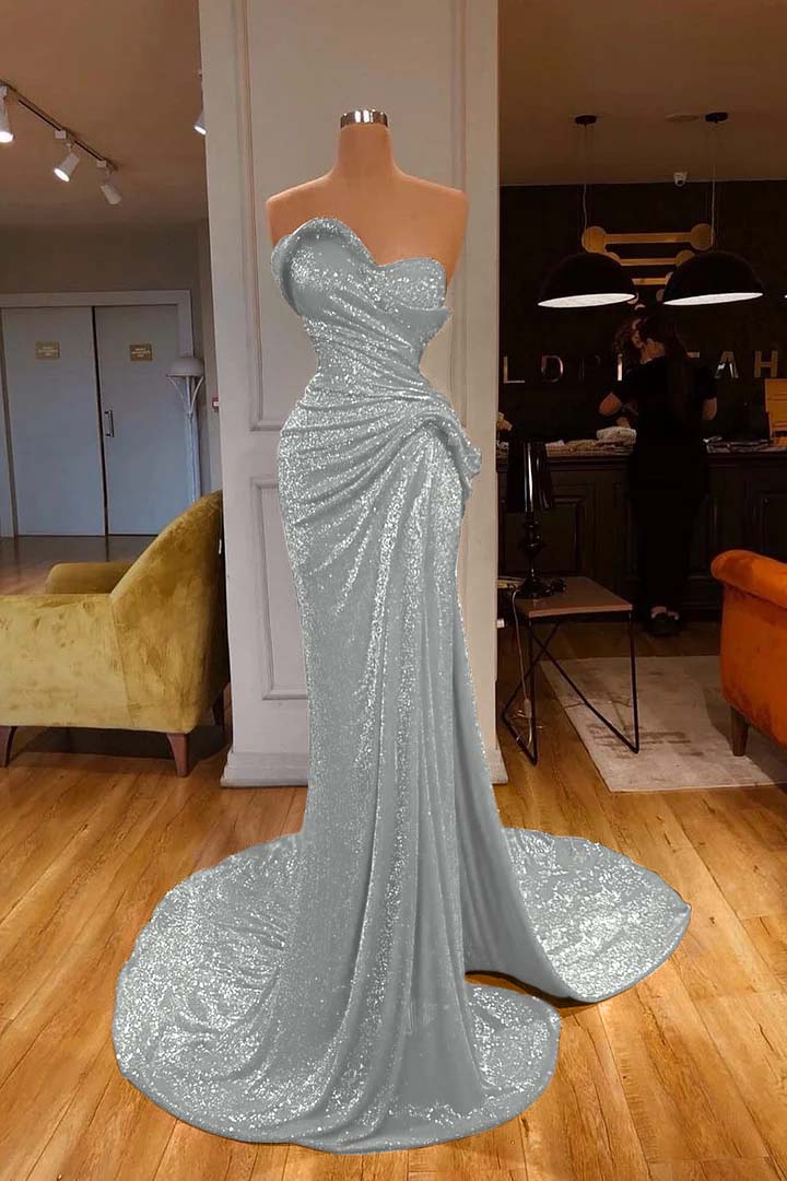 Mermaid Prom Dress Sleeveless Sweetheart Sequined Formal Dress