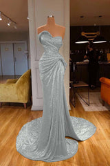 Mermaid Prom Dress Sleeveless Sweetheart Sequined Formal Dress